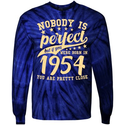 Nobody Is Perfect Born In 1954 70th Birthday Tie-Dye Long Sleeve Shirt