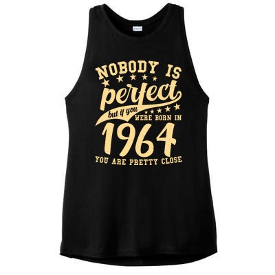 Nobody Is Perfect Born In 1964 60th Birthday Ladies PosiCharge Tri-Blend Wicking Tank