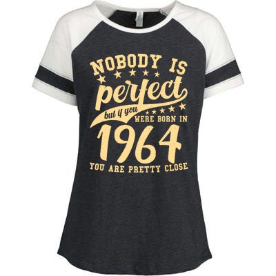 Nobody Is Perfect Born In 1964 60th Birthday Enza Ladies Jersey Colorblock Tee