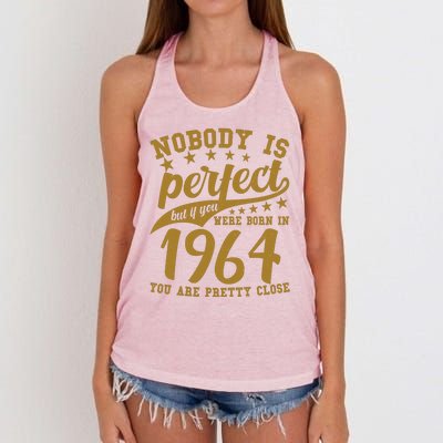 Nobody Is Perfect Born In 1964 60th Birthday Women's Knotted Racerback Tank