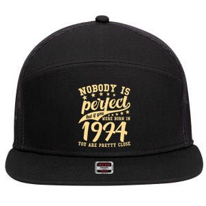 Nobody Is Perfect Born In 1974 50th Birthday 7 Panel Mesh Trucker Snapback Hat