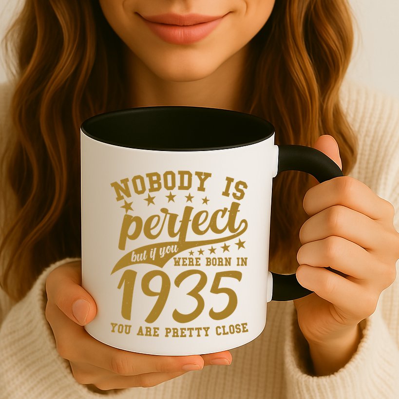 Nobody Is Perfect Born In 1935 90th Birthday Mug