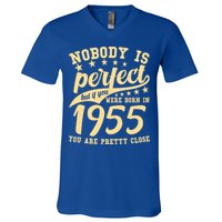 Nobody Is Perfect Born In 1955 70th Birthday V-Neck T-Shirt