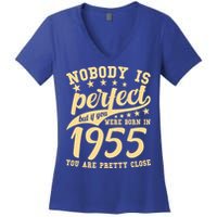 Nobody Is Perfect Born In 1955 70th Birthday Women's V-Neck T-Shirt