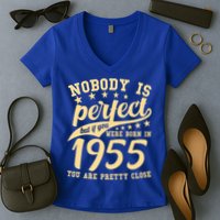 Nobody Is Perfect Born In 1955 70th Birthday Women's V-Neck T-Shirt