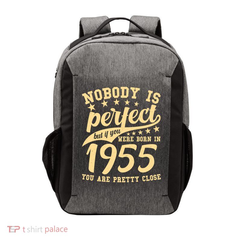 Nobody Is Perfect Born In 1955 70th Birthday Vector Backpack