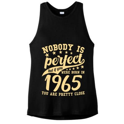 Nobody Is Perfect Born In 1965 60th Birthday Ladies PosiCharge Tri-Blend Wicking Tank