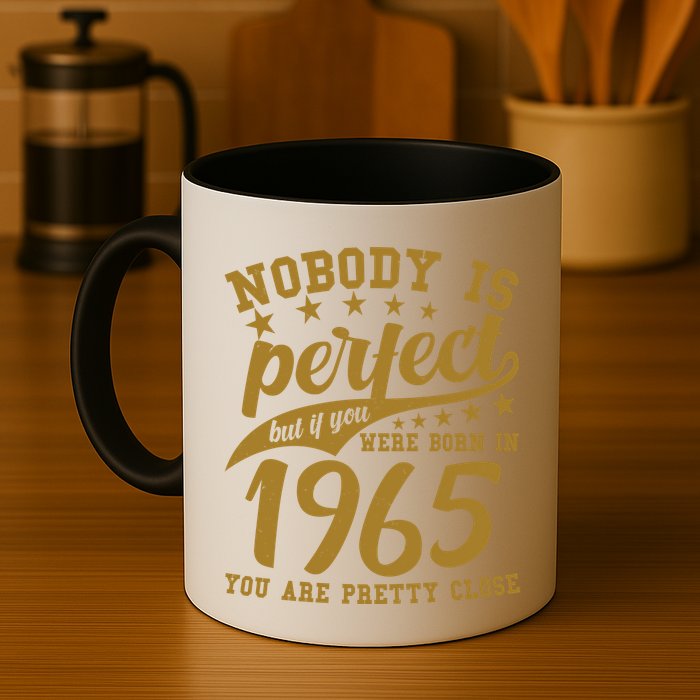 Nobody Is Perfect Born In 1965 60th Birthday Mug