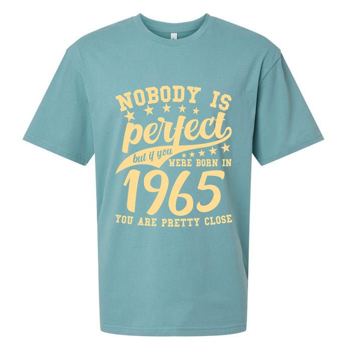 Nobody Is Perfect Born In 1965 60th Birthday Sueded Cloud Jersey T-Shirt