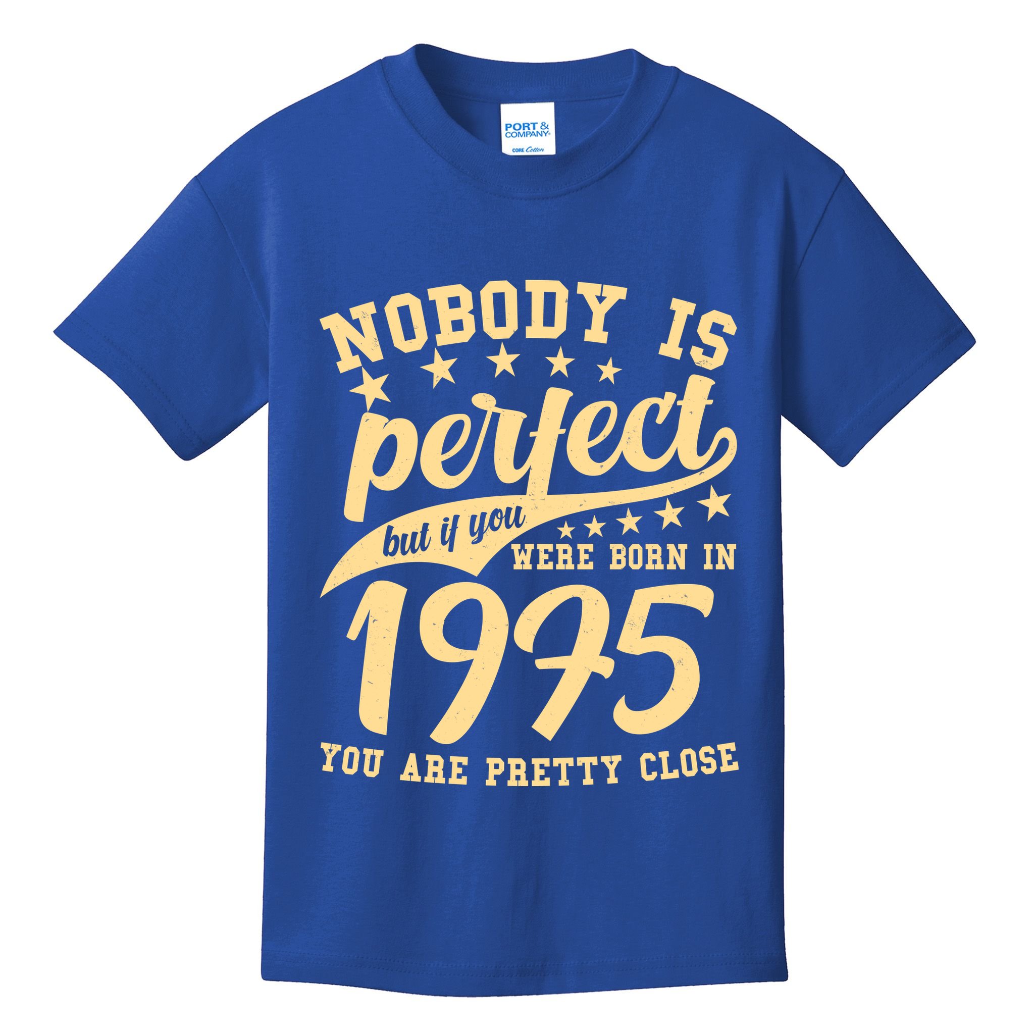 Nobody Is Perfect Born In 1975 50th Birthday Kids T-Shirt