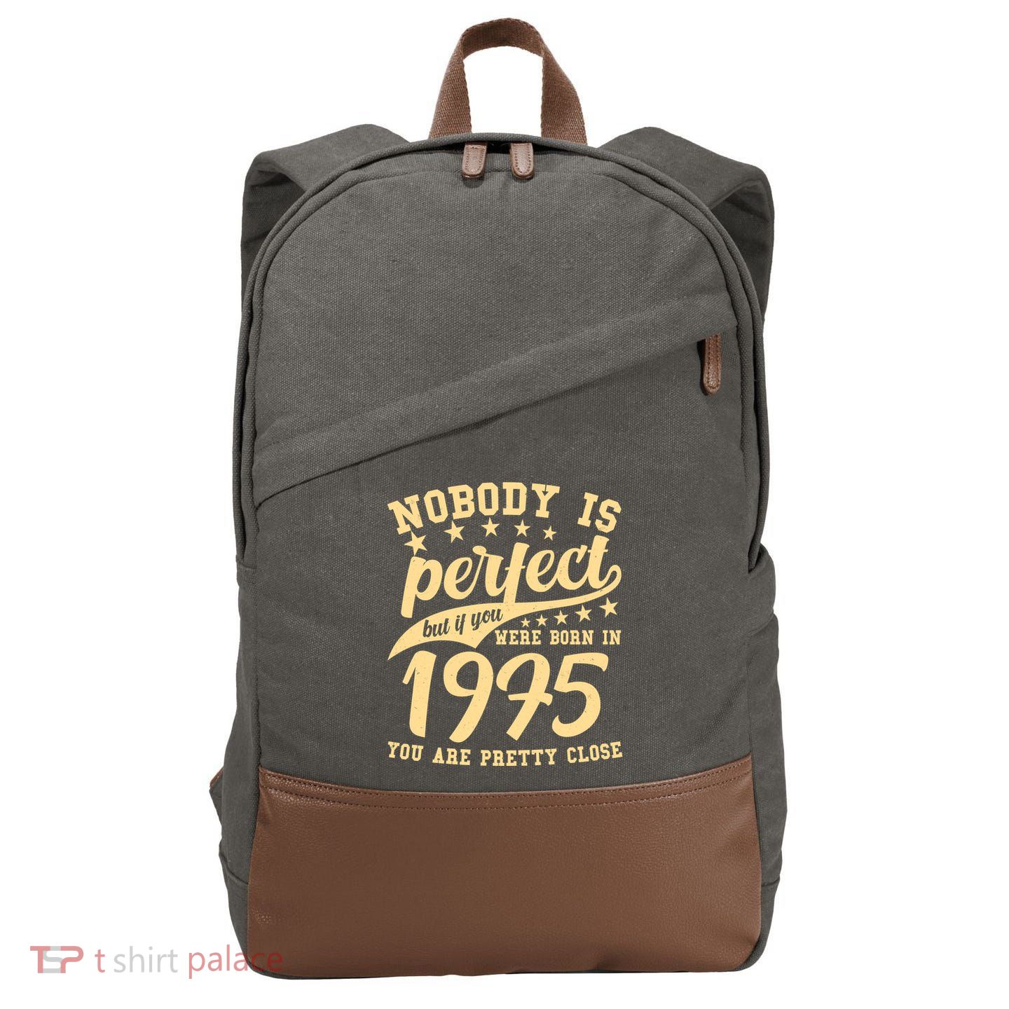 Nobody Is Perfect Born In 1975 50th Birthday Cotton Canvas Backpack
