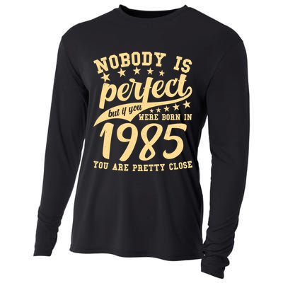 Nobody Is Perfect Born In 1985 40th Birthday Cooling Performance Long Sleeve Crew