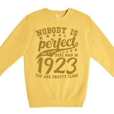 Nobody Is Perfect Born In 1923 100th Birthday Premium Crewneck Sweatshirt