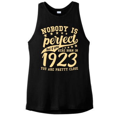 Nobody Is Perfect Born In 1923 100th Birthday Ladies PosiCharge Tri-Blend Wicking Tank