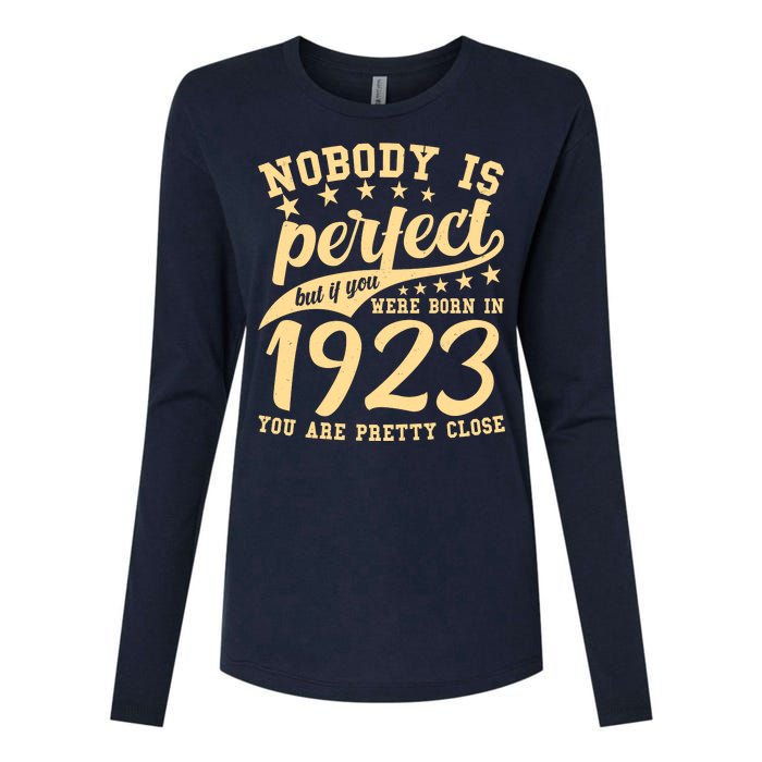 Nobody Is Perfect Born In 1923 100th Birthday Womens Cotton Relaxed Long Sleeve T-Shirt