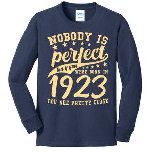 Nobody Is Perfect Born In 1923 100th Birthday Kids Long Sleeve Shirt