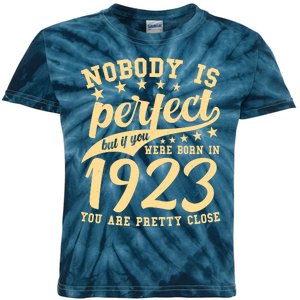 Nobody Is Perfect Born In 1923 100th Birthday Kids Tie-Dye T-Shirt