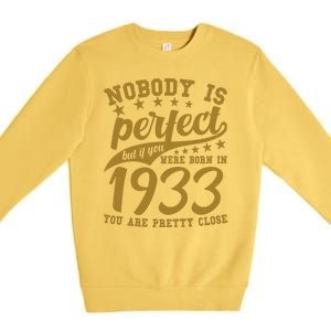 Nobody Is Perfect Born In 1933 90th Birthday Premium Crewneck Sweatshirt