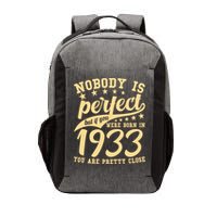 Nobody Is Perfect Born In 1933 90th Birthday Vector Backpack