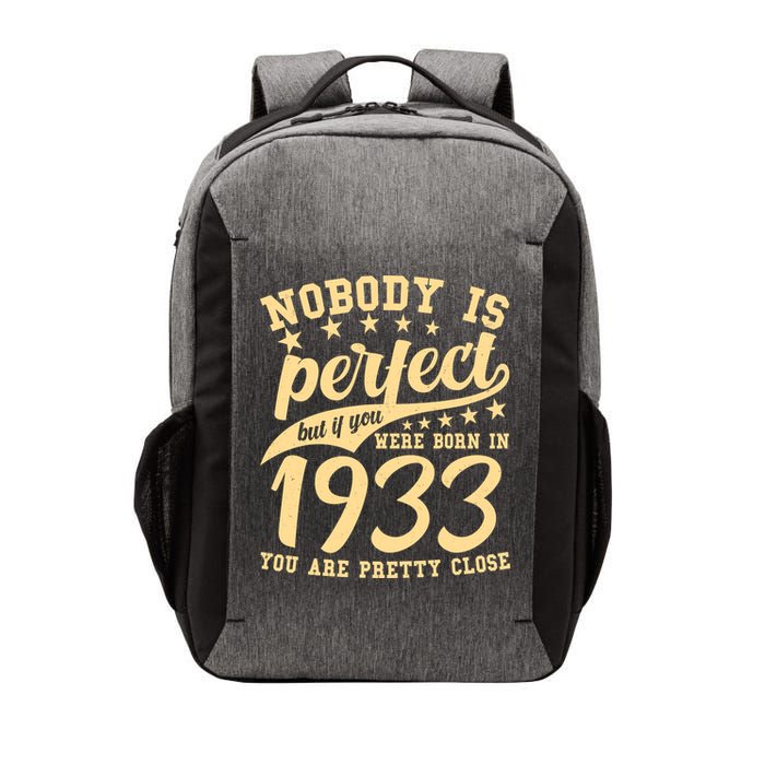 Nobody Is Perfect Born In 1933 90th Birthday Vector Backpack