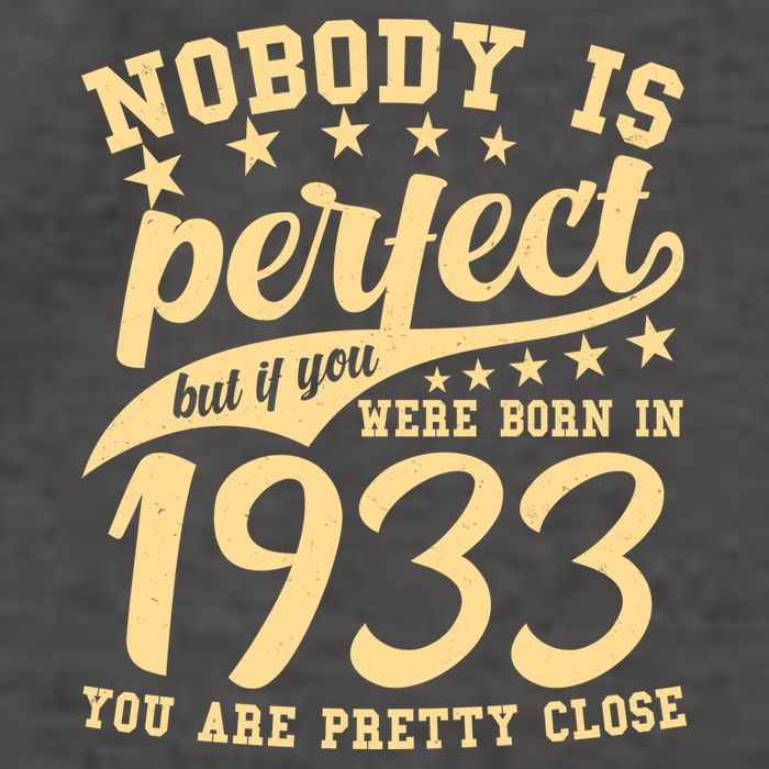 Nobody Is Perfect Born In 1933 90th Birthday Vector Backpack