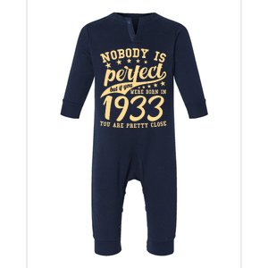 Nobody Is Perfect Born In 1933 90th Birthday Infant Fleece One Piece