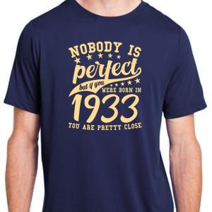 Nobody Is Perfect Born In 1933 90th Birthday Adult ChromaSoft Performance T-Shirt