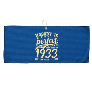 Nobody Is Perfect Born In 1933 90th Birthday Large Microfiber Waffle Golf Towel