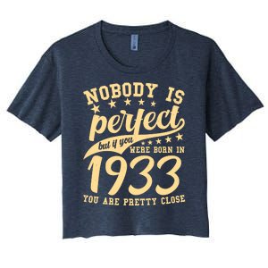 Nobody Is Perfect Born In 1933 90th Birthday Women's Crop Top Tee