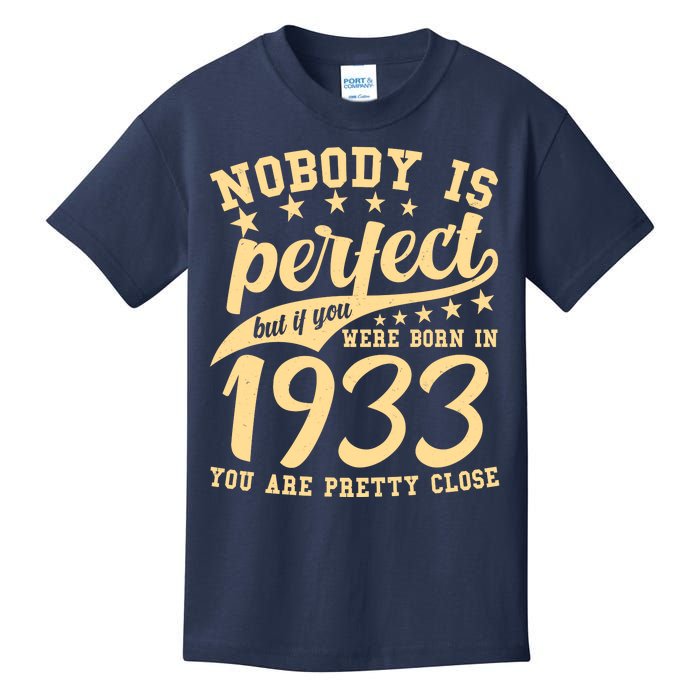 Nobody Is Perfect Born In 1933 90th Birthday Kids T-Shirt