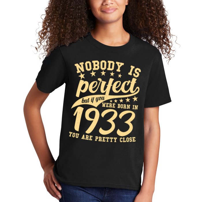Nobody Is Perfect Born In 1933 90th Birthday Kids T-Shirt