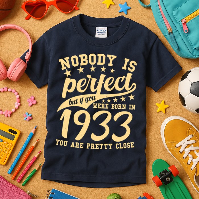Nobody Is Perfect Born In 1933 90th Birthday Kids T-Shirt