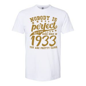 Nobody Is Perfect Born In 1933 90th Birthday Softstyle CVC T-Shirt