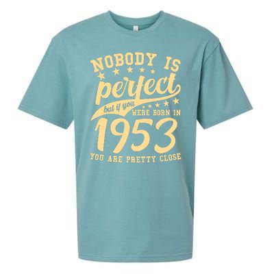 Nobody Is Perfect Born In 1953 70th Birthday Sueded Cloud Jersey T-Shirt