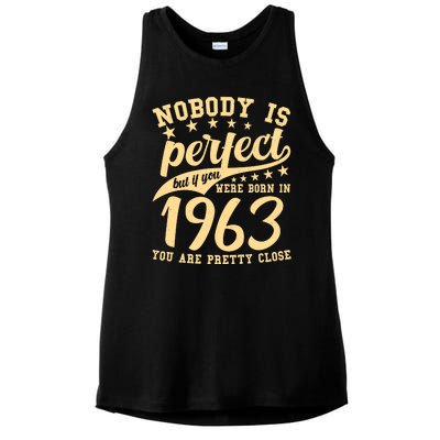 Nobody Is Perfect Born In 1963 60th Birthday Ladies PosiCharge Tri-Blend Wicking Tank