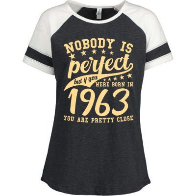 Nobody Is Perfect Born In 1963 60th Birthday Enza Ladies Jersey Colorblock Tee