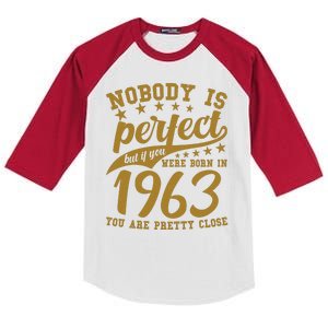 Nobody Is Perfect Born In 1963 60th Birthday Kids Colorblock Raglan Jersey