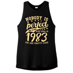 Nobody Is Perfect Born In 1983 40th Birthday Ladies PosiCharge Tri-Blend Wicking Tank