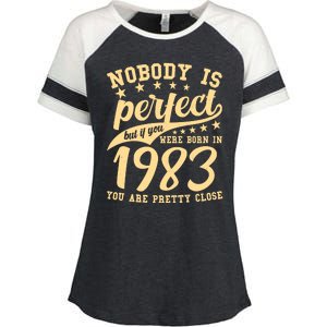 Nobody Is Perfect Born In 1983 40th Birthday Enza Ladies Jersey Colorblock Tee