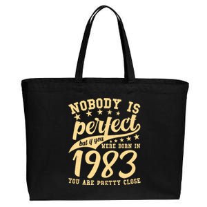 Nobody Is Perfect Born In 1983 40th Birthday Cotton Canvas Jumbo Tote