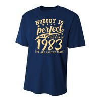 Nobody Is Perfect Born In 1983 40th Birthday Youth Performance Sprint T-Shirt