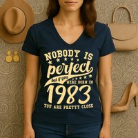 Nobody Is Perfect Born In 1983 40th Birthday Women's V-Neck T-Shirt