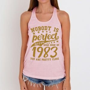 Nobody Is Perfect Born In 1983 40th Birthday Women's Knotted Racerback Tank