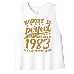 Nobody Is Perfect Born In 1983 40th Birthday Women's Racerback Cropped Tank