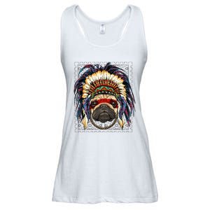 Native Indian Pug Native American Indian Dog Lovers Ladies Essential Flowy Tank