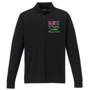 Nurse In Progress Please Wait Funny Future Nurse Gift Performance Long Sleeve Polo