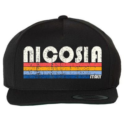 Nicosia Italy Retro 70s 80s Style Wool Snapback Cap