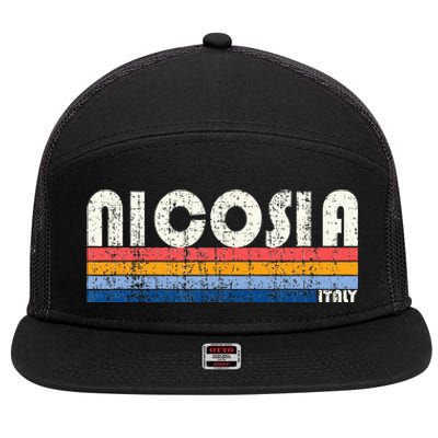 Nicosia Italy Retro 70s 80s Style 7 Panel Mesh Trucker Snapback Hat