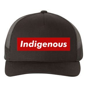 Native Indigenous Red Block Background With White Letters Yupoong Adult 5-Panel Trucker Hat