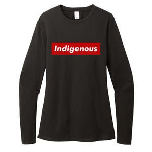 Native Indigenous Red Block Background With White Letters Womens CVC Long Sleeve Shirt